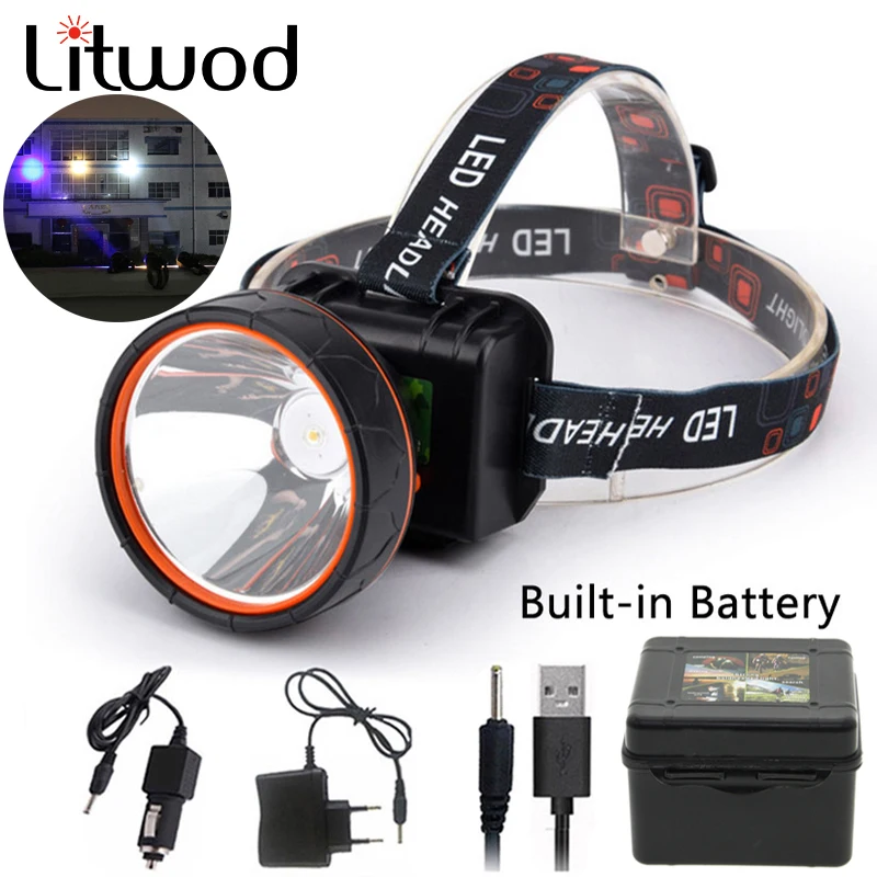 Z20 Litwod T6 Head Light Led Bright Headlamp Head Flashlight LED Headlight Build-in Rechargeable Battery Head Lamp for fishing