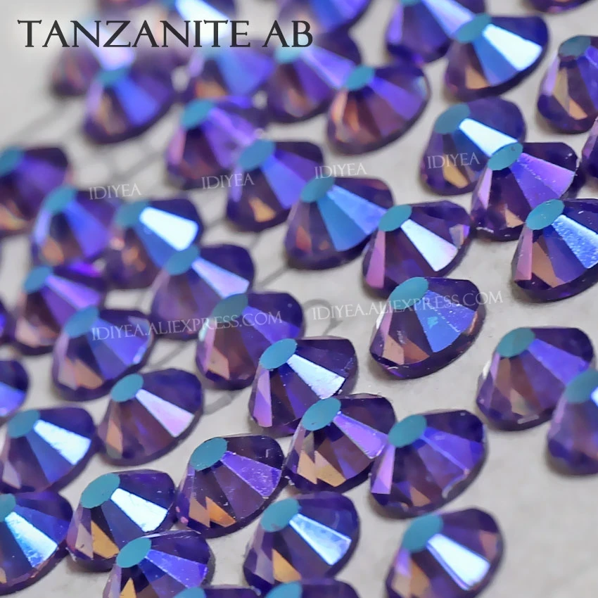 Tanzanite AB hot melt flat back rhinestone hotfix crystal strass glass stone for needlework wedding dresses sparkling decoration