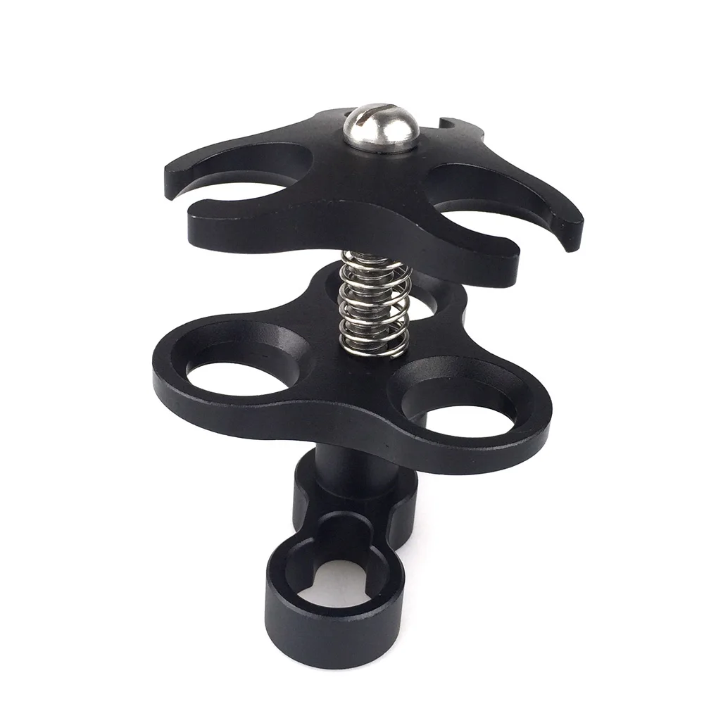 مشبك ذراع كروي ، 3 فتحات ، كاميرا مقاومة للماء ، نظام ذراع مشترك ، حامل مصباح يدوي للغوص ، 1 بوصة