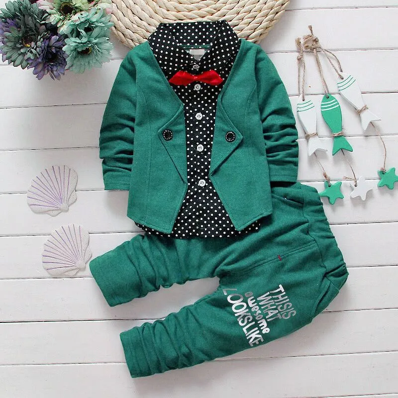 Autumn Baby Boys Clothes Gentleman Boys Outfits Long-Sleeve Outerwear Shirt+Pant 2PCS/Set Kids Tracksuit Children Clothing A256