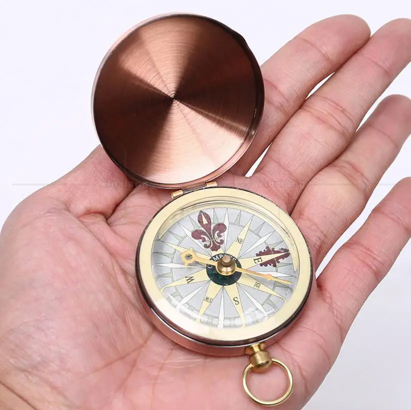 Copper Camp Present Compass Pocket Watch Style Advertising promotion Gift Foldable Luminous Outdoor compass for Children Student