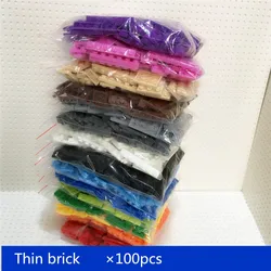 100pcs/lot  Building Block thin bricks 8 size mixed 15 colors Compatible with brands Educational Toys for Children