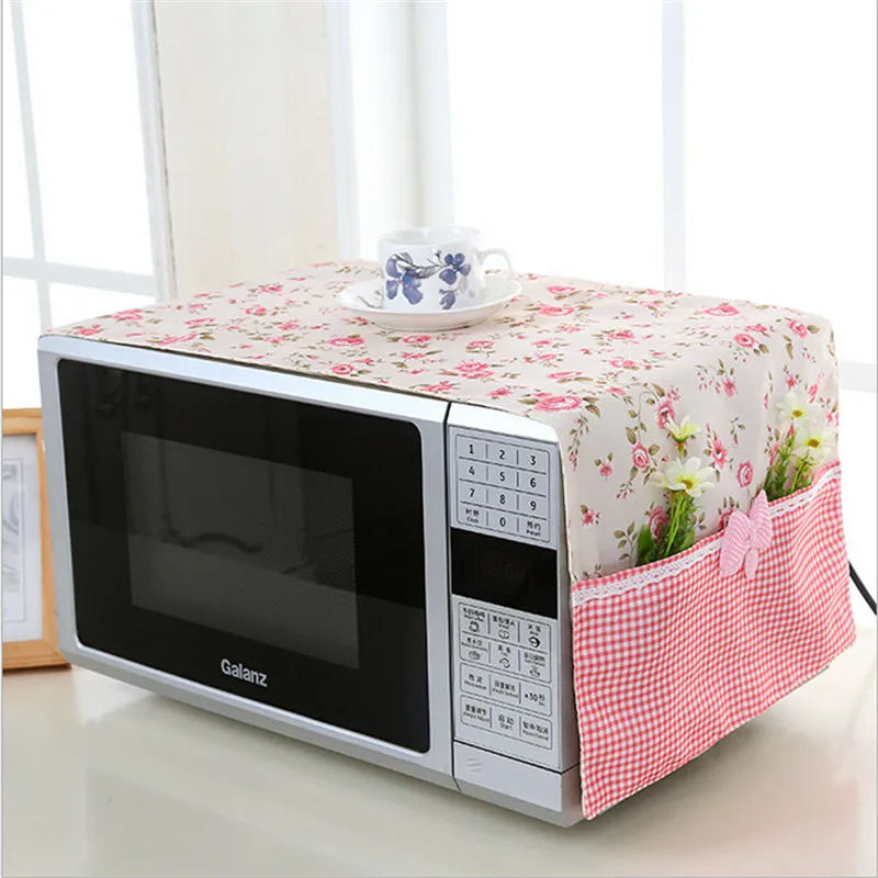 1pcs 98*32cm small flower Cotton Dust Cover Microwave Cover Microwave Oven Hood Microwave Cover With Storage Bag