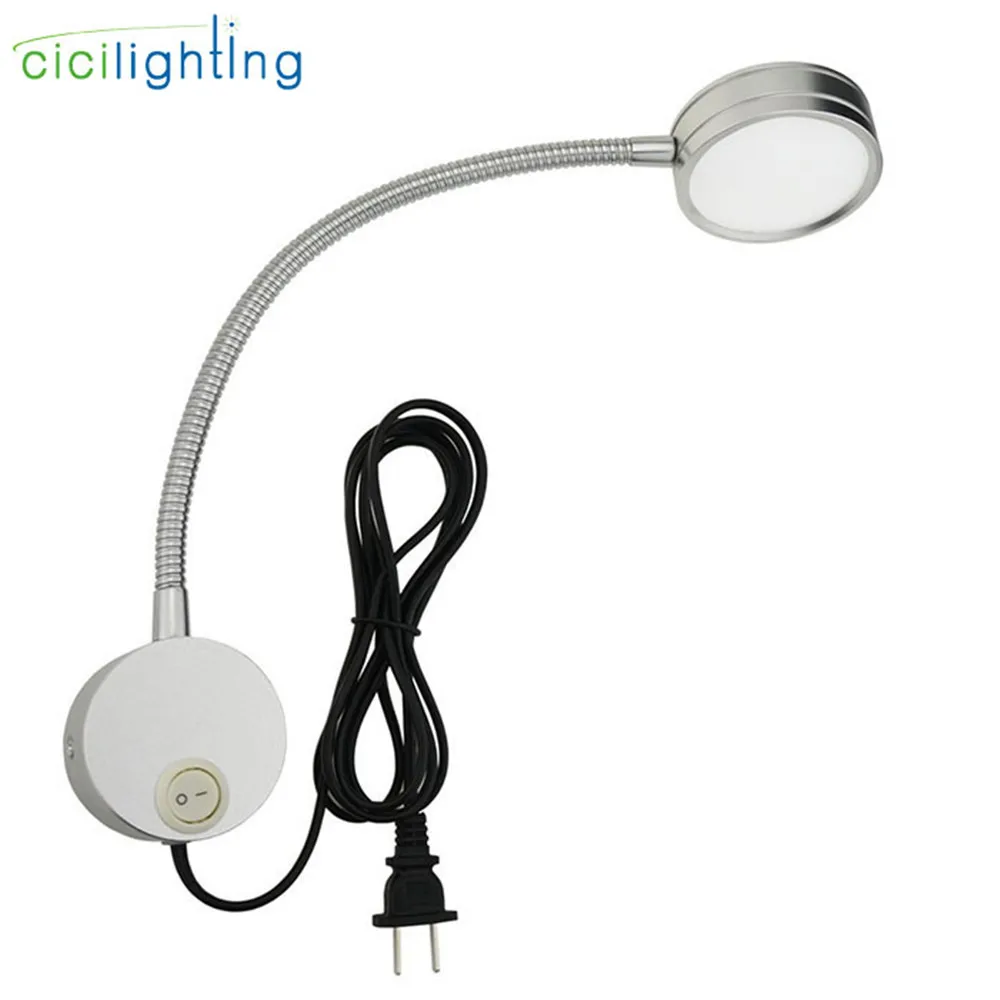 

Flexible Plug Wired 3 Watts 3W Gooseneck Led Wall Light Sconce Lamp Lighting for Bedroom Reading Bathroom Mirror Front Lamp Plug