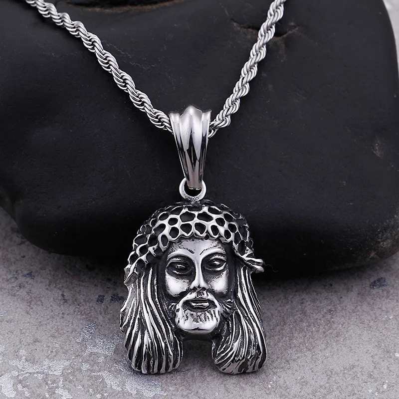 New  jewelry titanium steel retro exaggerated head of the elderly man hip hop pendant