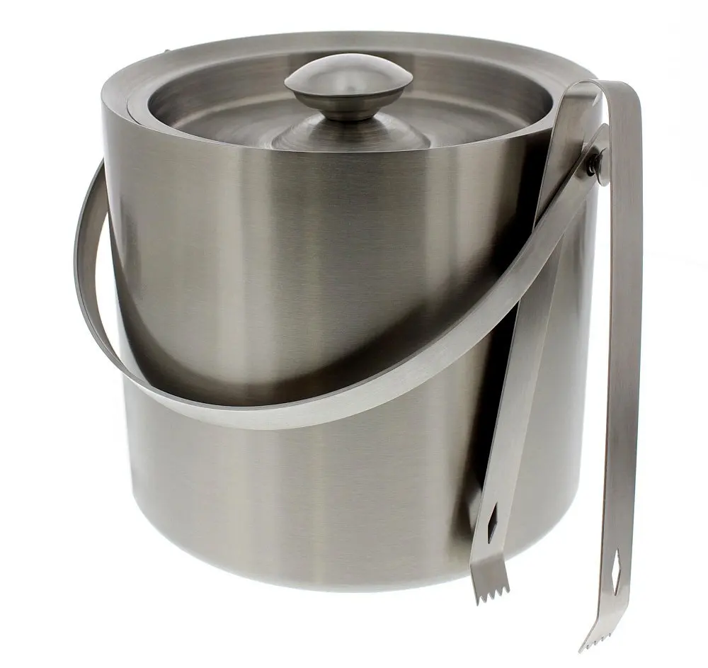 Free Shipping Stainless Steel Ice Bucket With Tongs - Silver Barware Serveware for Parties Events Gatherings