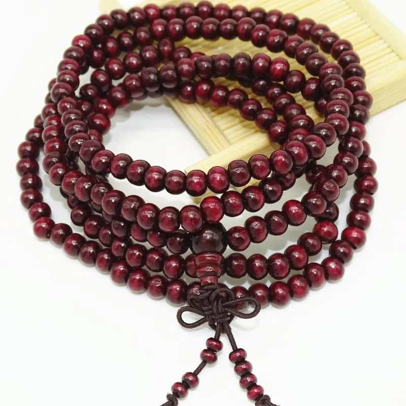 Natural Sandalwood 6mm Beads Bracelet Retro 108 Wood Beads Multilayer Buddha Prayer Bracelets Men Women Jewelry Gift