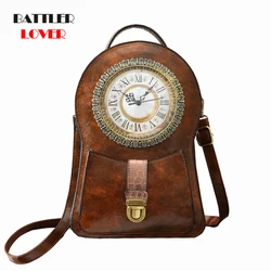 Sac à Dos Vintage avec Horloge pour Femme, Sacoche d'École, 2020