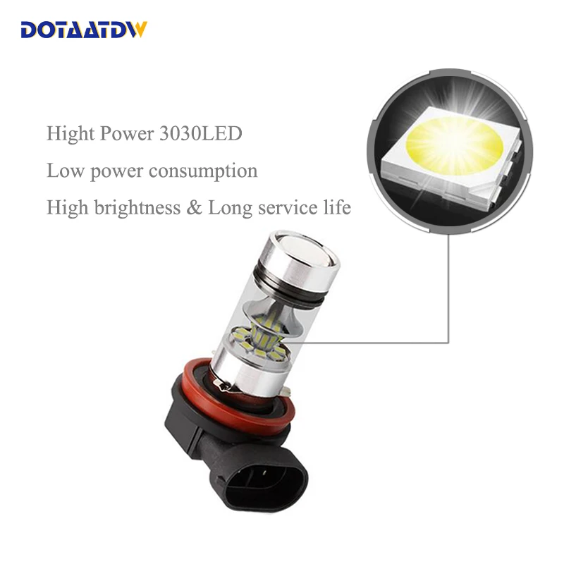 2x H11 H8 3030 SMD LED Fog DRL Light Bulb Lamp For Honda civic fit accord Crider crv