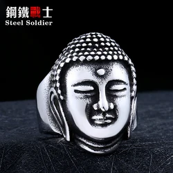 Steel soldier 316L Stainless Steel jewelry religion Sakyamuni Buddha ring wholesale rings