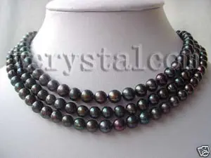 3 Row Black Freshwater Pearl 8 9mm Necklace