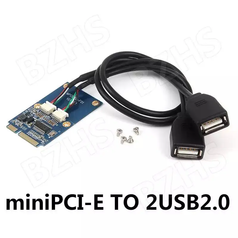 미니 PCIe pci-e-usb 어댑터 mPCIe-5 핀 2 포트 듀얼 USB2.0 컨버터 카드 C26