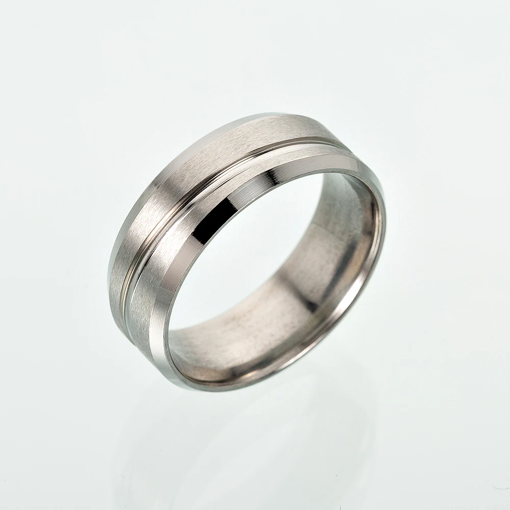 الرجال خاتم فضي اللون الأخدود ماتي الفولاذ المقاوم للصدأ خواتم الزفاف المشاركة مجوهرات الذكرى هدية عيد ميلاد الرجال خواتم
