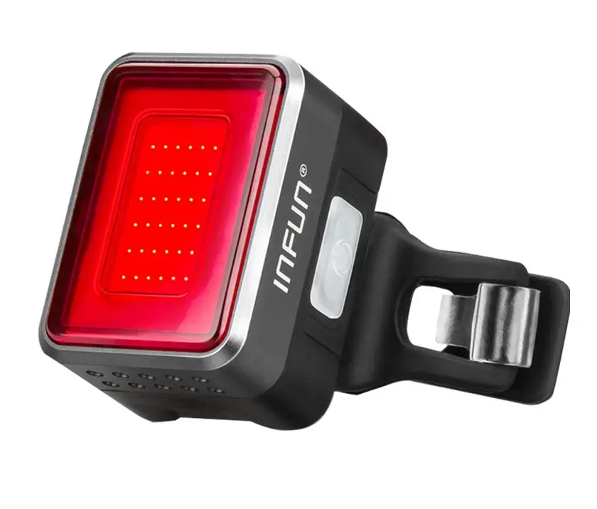 INFUN Bicycle Rear Light Cycling Automatic Brake Induction Taillight MTB USB Charge Breathable LED Flashlight Bike Safety Lamp