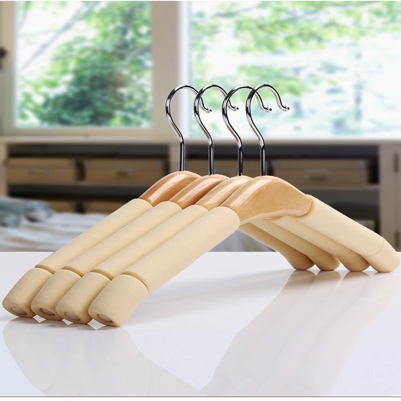 

10pcs/lot 39cm/43cm Adult solid wood anti-skid wooden coat hanger non-trace household coat hanger