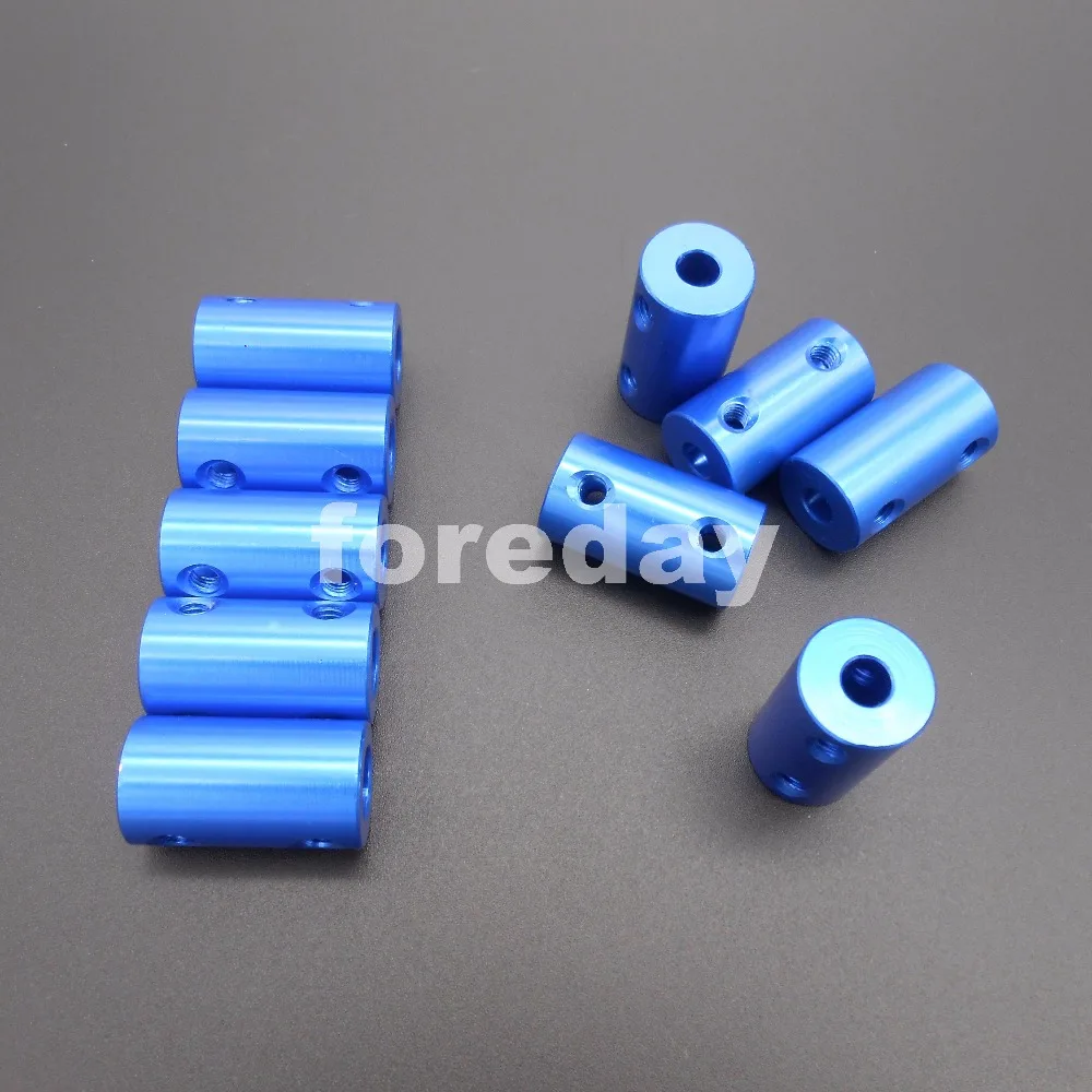 

100PCS 6 to 8 mm BLUE Aluminum alloy Coupling Coupler Screw Hole diameter 4mm L: 25mm Out-Dia:14mm BLUE *FD434X100