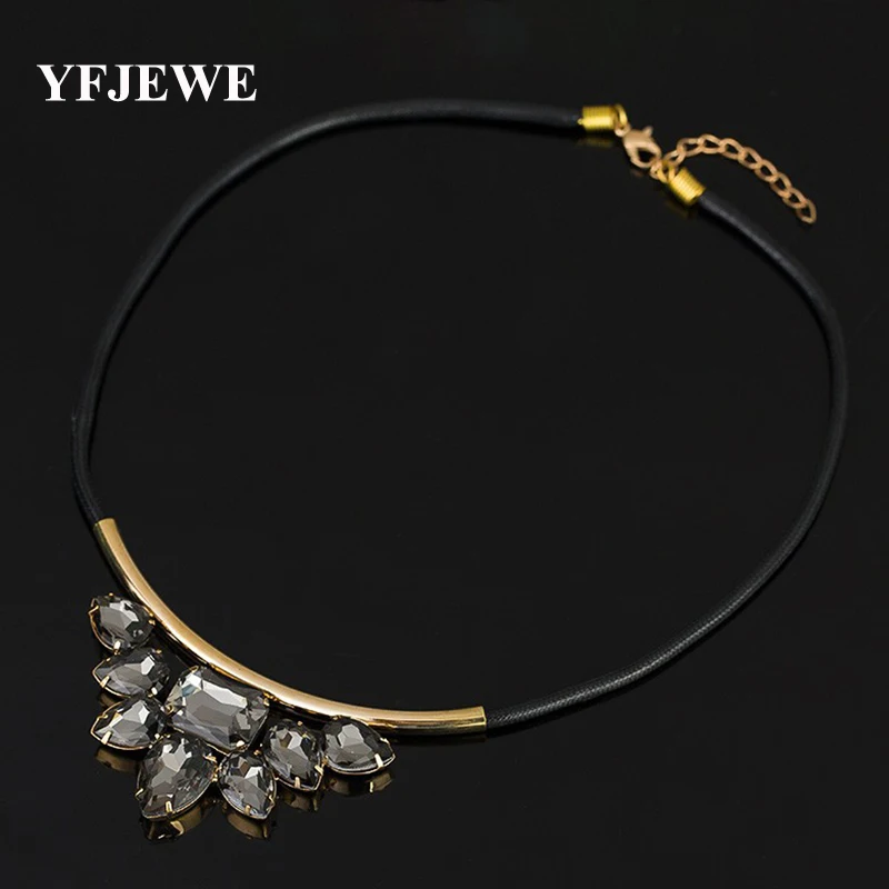 YFJEWE Fashion crystal pendant Exquisite Rhinestone Necklace Wholesale Newest Fashion Cortex Chain Collar Necklace Jewelry N001