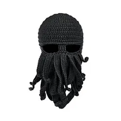 Funny Squid Cap Men Women Winter Warm Knitted Octopus Beanie Hat Windproof Face Mask Balaclava Party Cosplay