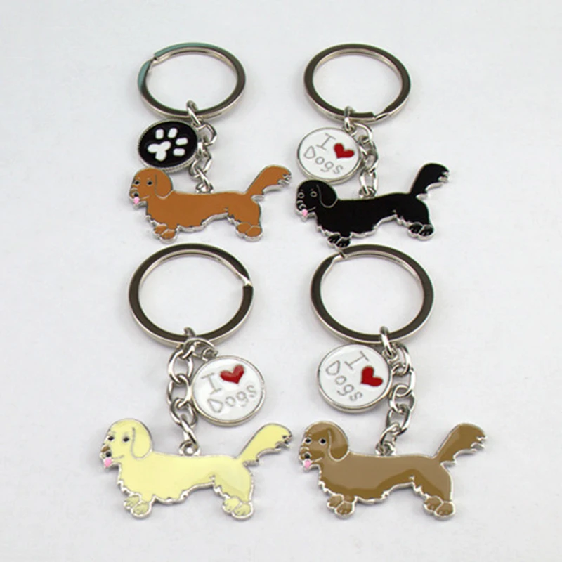 Dachshund dog pendant key chains for women men pet animal bag charms car keychain key ring holder Couple Lover Keychain gifts