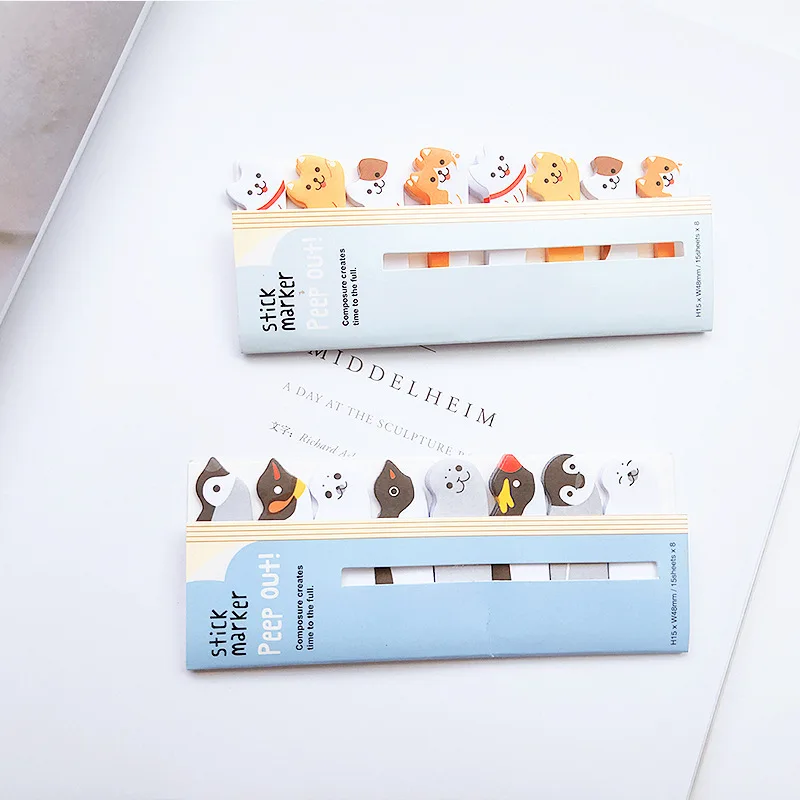 1Pcs Cute Kawaii Cartoon Animal Bookmark Sticky Note Student Message Sticky Planner Stickers Memo Pad Gift Stationery Notebook