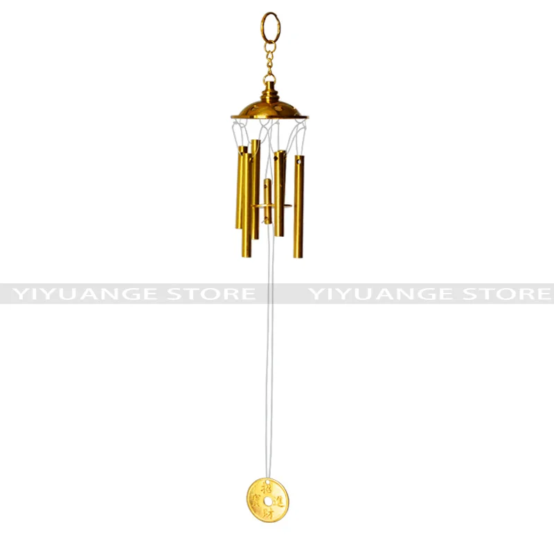 China Fengshui Copper Windchimes 6 Bells Pentagon Pavilion Money luck and a thriving busines Wind Chimes For a Gift Home Decor