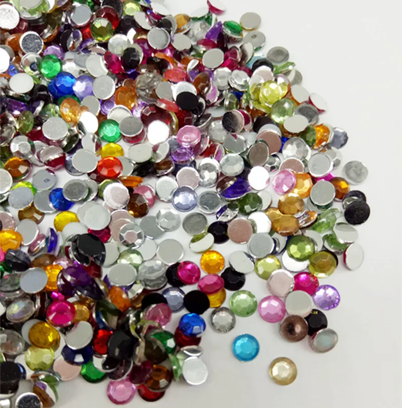 NEW Fashion 2020PCS/Bag 26g 4mm Mixed Color Acrylic flatback rhinestone beads decor nail art Tools/DIY craft phone decor Etc.