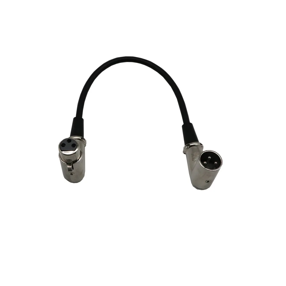 30cm DMX Cable 90 degree Male DMX plug to Right Angle Female Plug for stage light