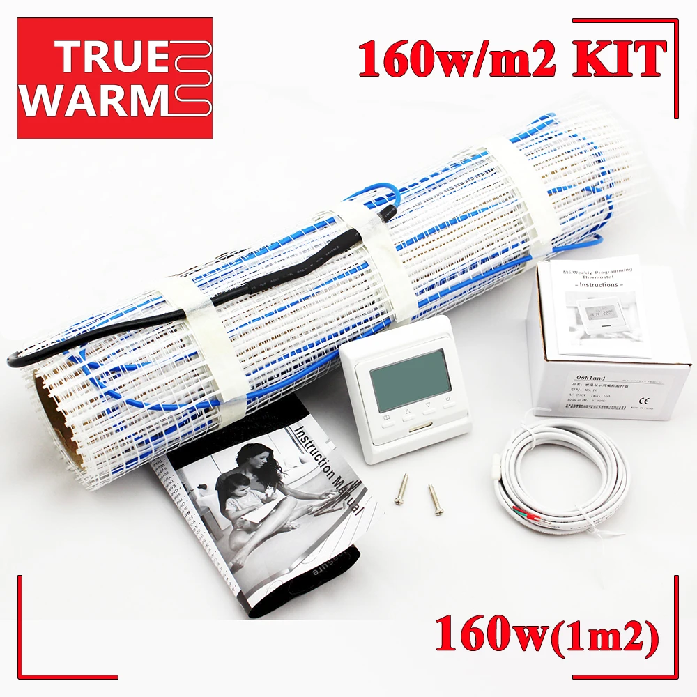 

1SQM 160W/M2 Heated Floor Heating Mat Kit For Room Floor, Power Saving&True Comfortable, Wholesale T160-1.0