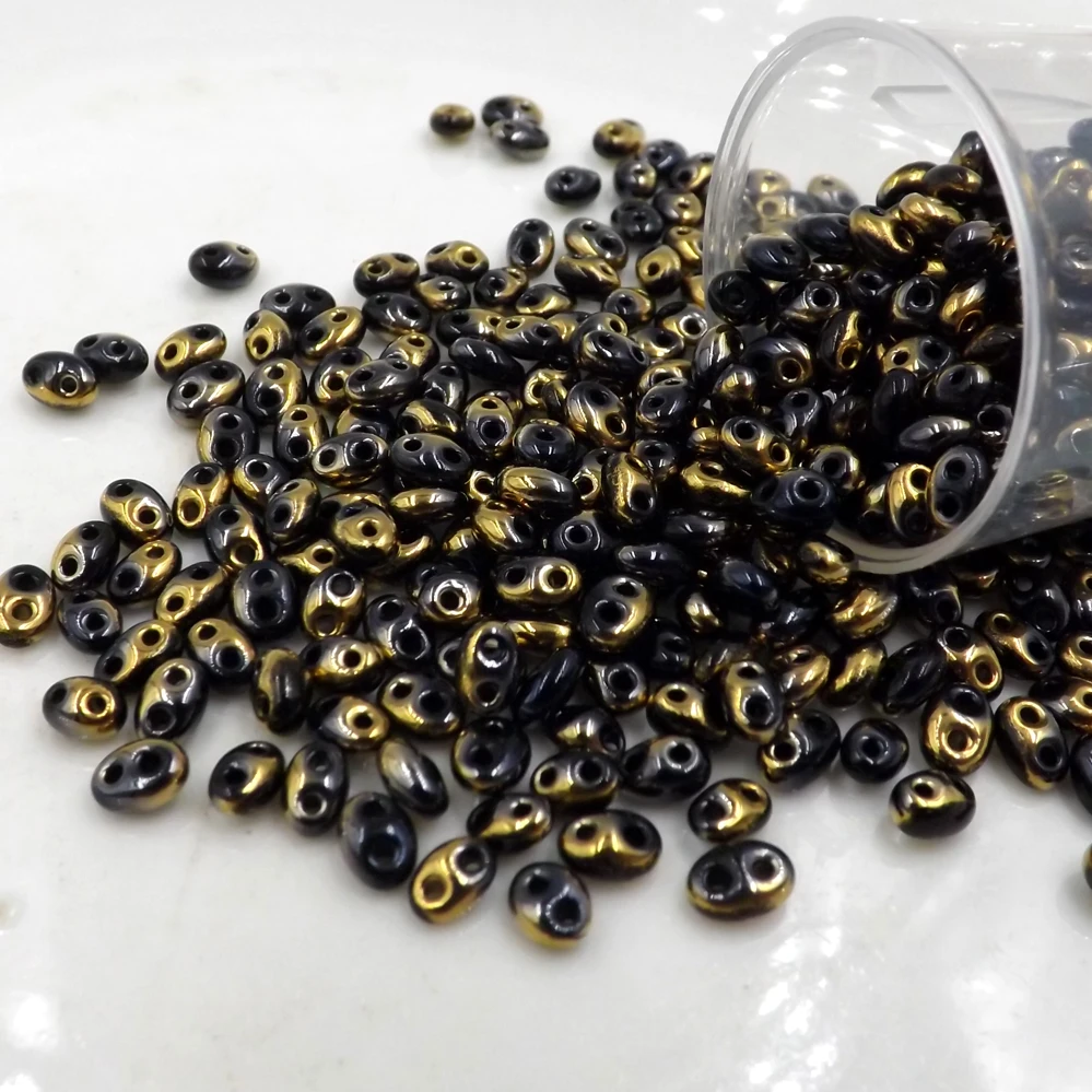 CHOOSE COLOR 100pcs Luster Czech Glass Seed Beads Two Hole beads 5x2.5mm