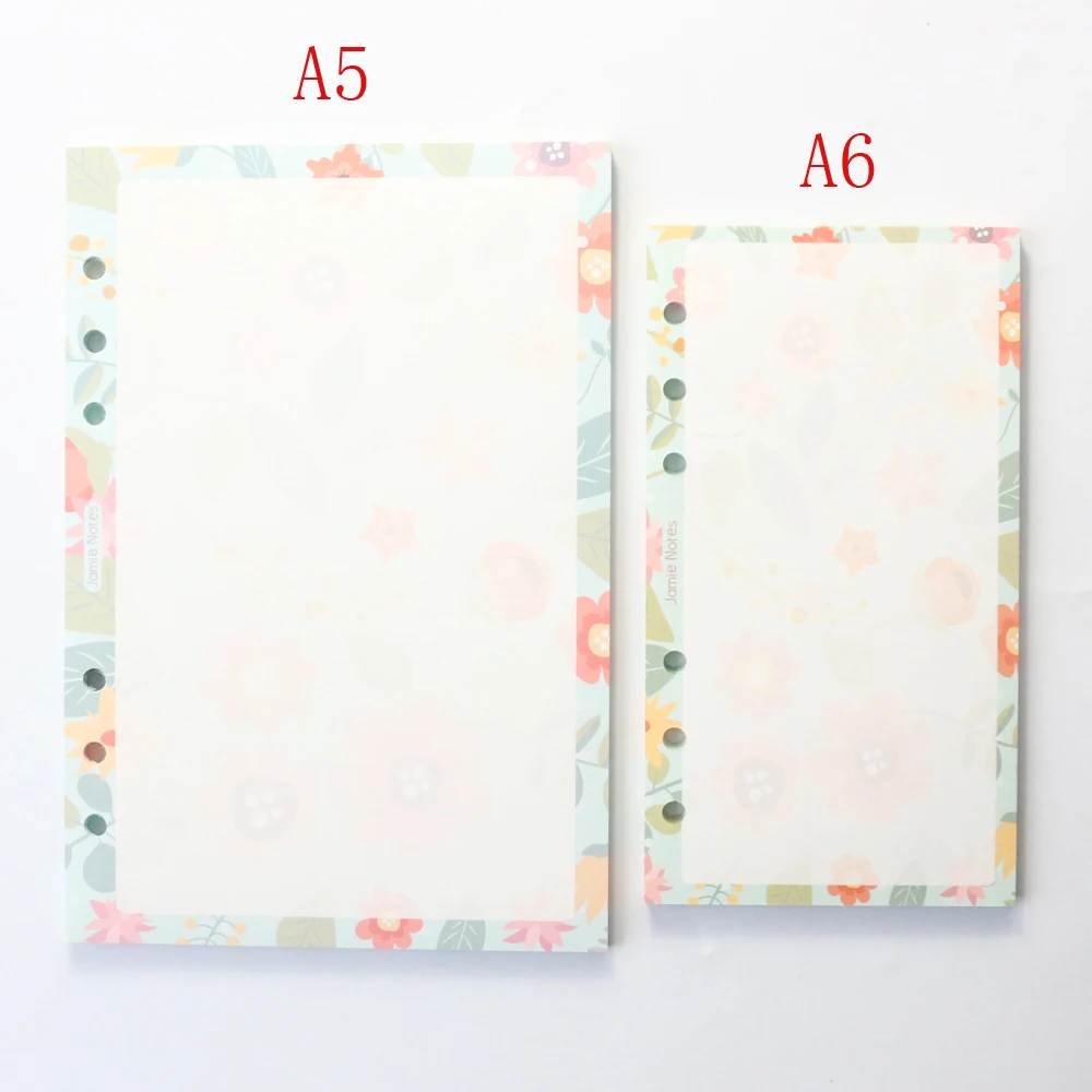 Domikee cartoon flower design 6 holes refilling inner papers core for binder notebooks:daily weekly planner,blank,grid,list A5A6