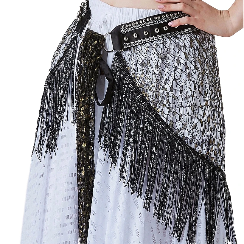 Tribal Fusion Bauchtanz Kleidung Kostüm Zubehör Fringe Wrap Gürtel Hüfte Schal Metallisches Bolzen Bauchtanz Gürtel