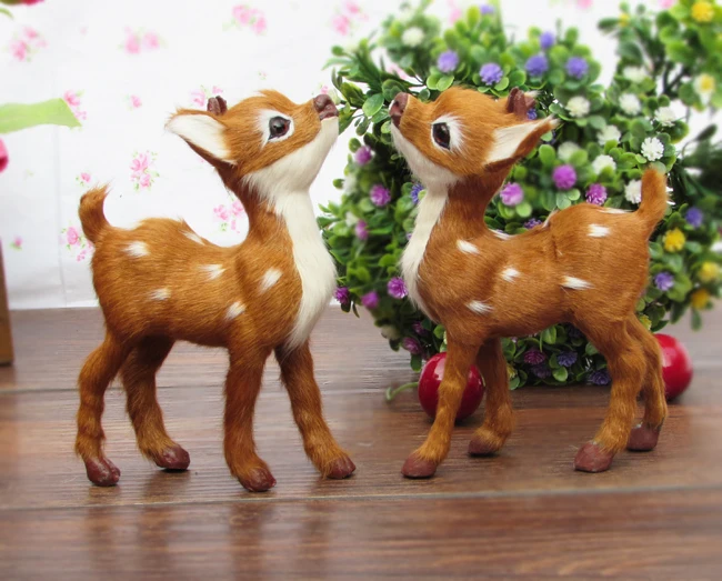 

simulation deer model toy about 14x10cm real fur deer craft toy decoration toy gift a2092