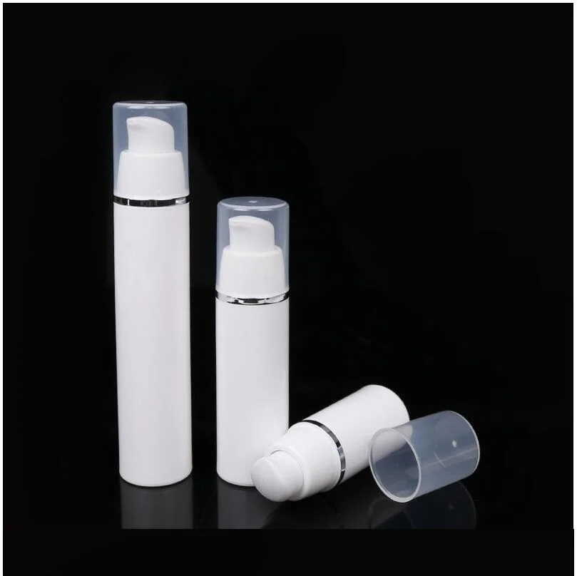 

15ml white airless bottle silver line serum/lotion/emulsion/foundation toner toilet whitening essencskin care cosmetic packing