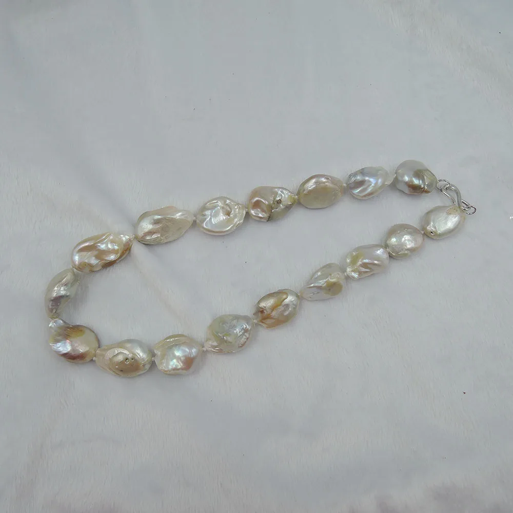 100%  NATURE FRESHWATER Baroque PEARL NECKLACE-good quality