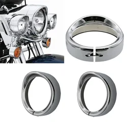 Motorcycle Chrome 7''Headlight Trim Ring+4.5'' Fog Light Cover +Visor Style Turn Signal Trim Ring For Harley Softail FLH Touring