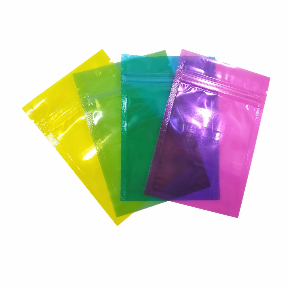 1000Pcs 8x12cm Front Clear Resealable Ziplock Bag Back Colorful Plastic Zipper Bags Dry Food Packaging Bag Snack Storage Pouch