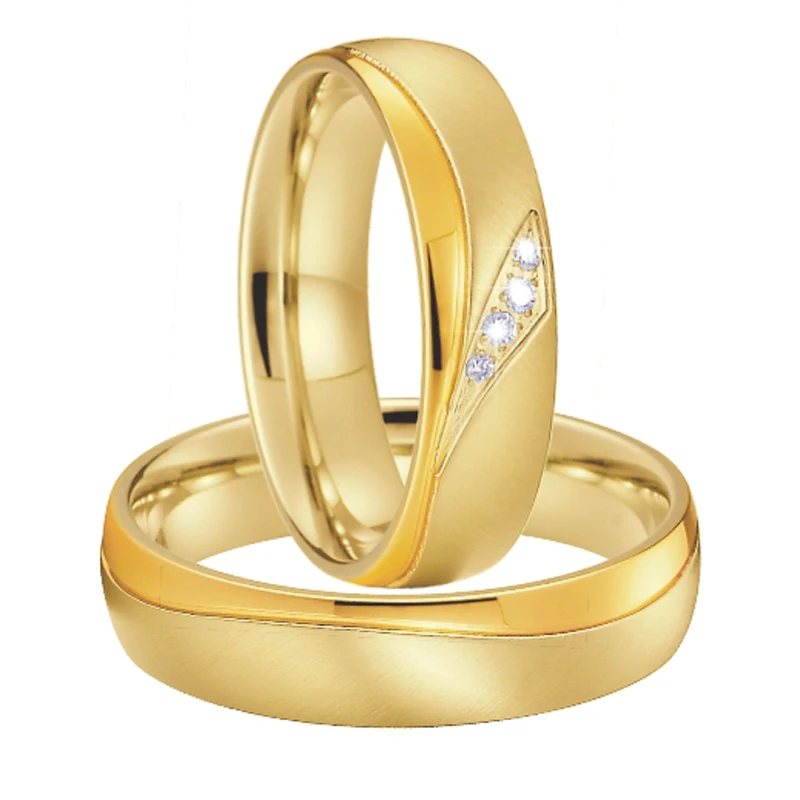 Marriage Alliances Love Couple Wedding Rings Set for Men and Women Gold Color Proposal Titanium Stainless Steel Jewelry