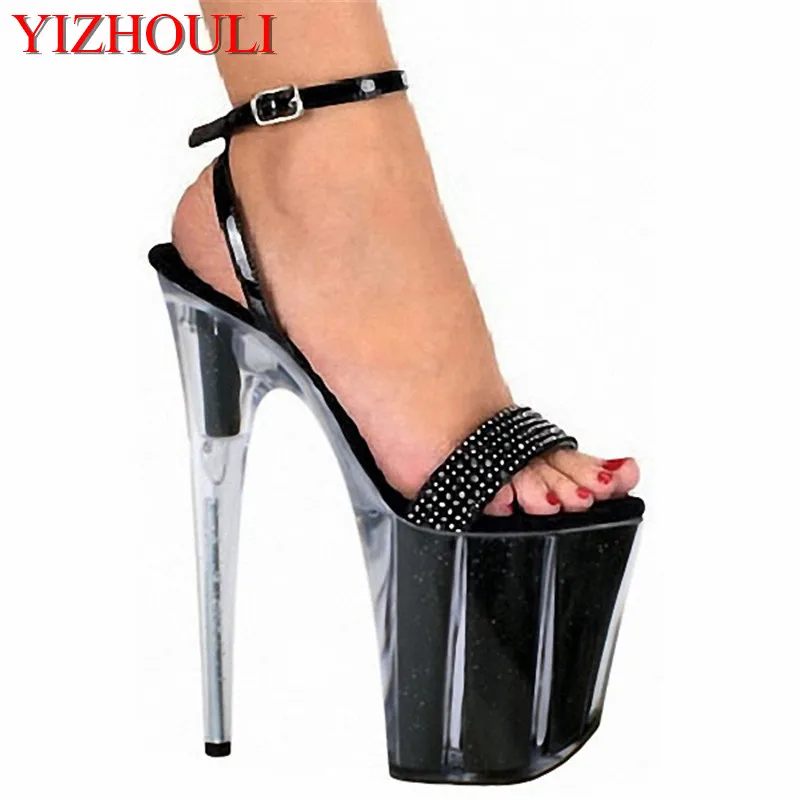 

8 inch stage heels, rhinestone strappy platform sandals, 20cm model party performance high-heeled sandals