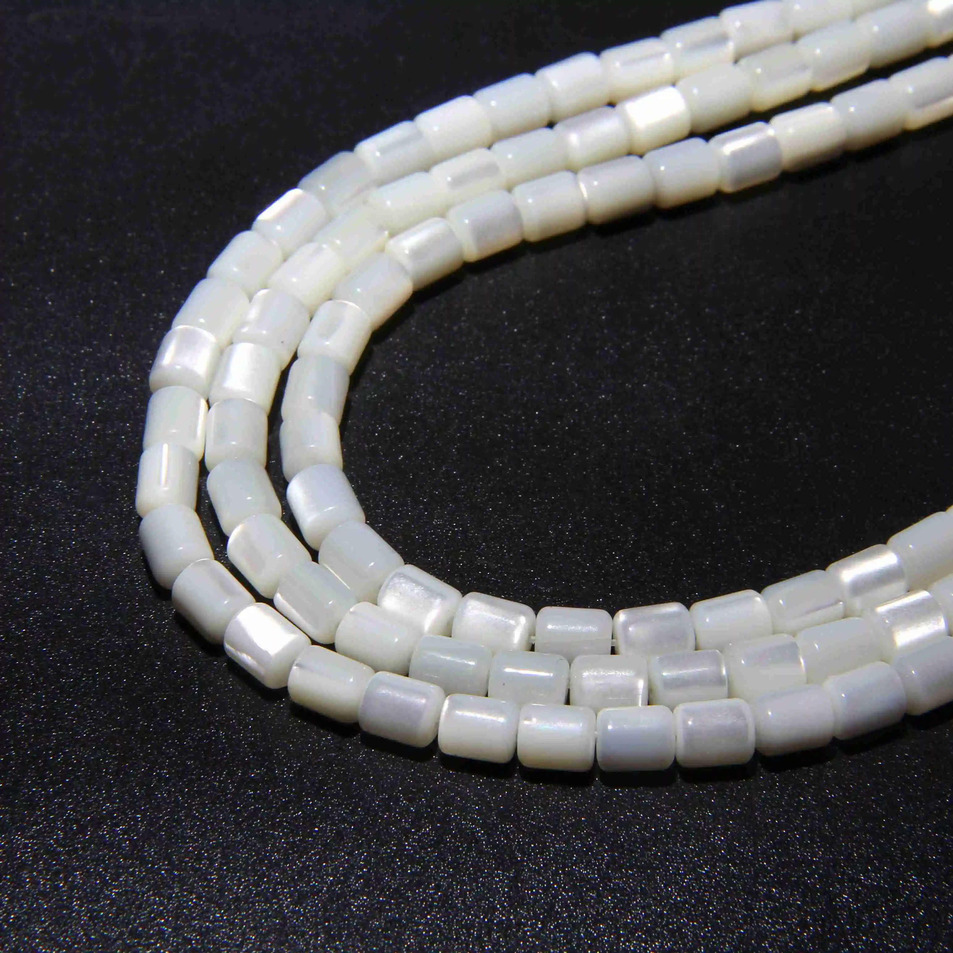 5*6mm White Natural Mother of Pearl Shell Beads Cylindrical Shape Pearl Shell Beads  Jewelry Making 15" Approx 39CM Per Strand