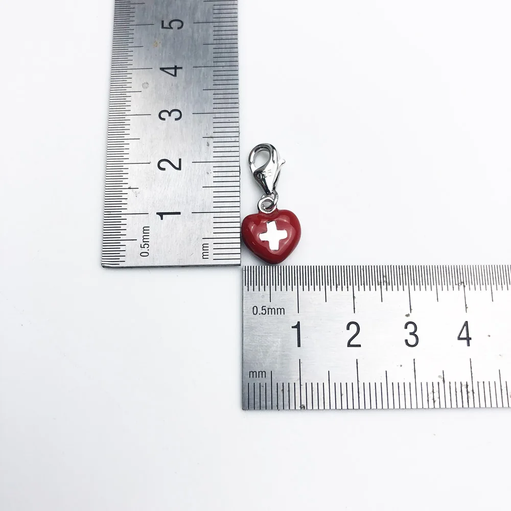 Rotes Kreuz Herz Anhänger Charm für Jungen Mädchen Schmuck Sommer Mode 925 Sterling Silber Geschenk – Detail 3