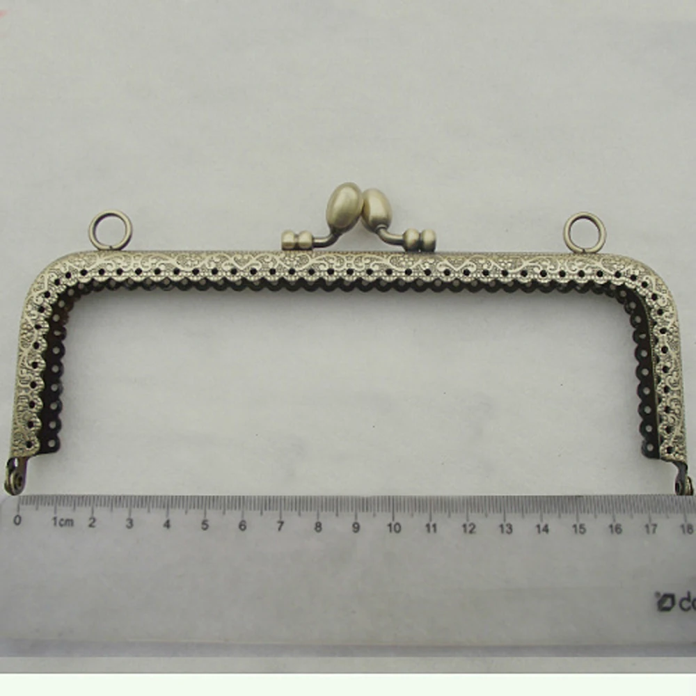 DIY women purse frame accessores kiss buckle straight knurling metal bag clasp 5pcs/lot 18cm