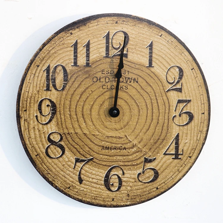 

12inch Round Mute Wall Clock Home Decoration Modern Digital Wood Wall Clock Watch Wooden Living Room Decor