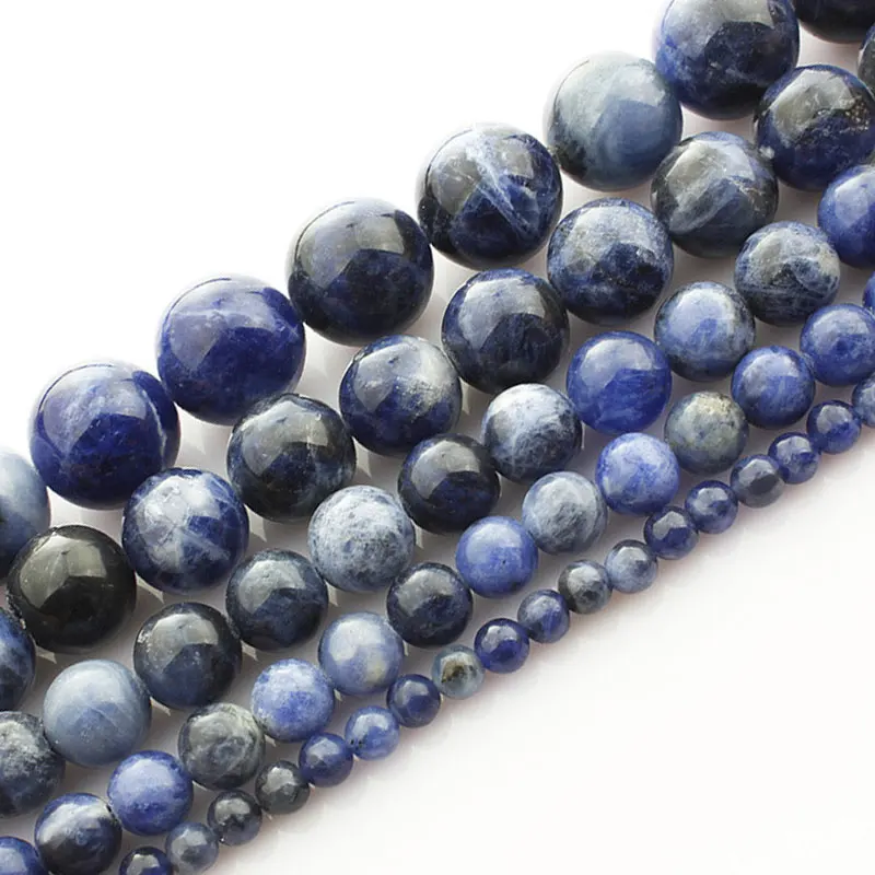 4-12mm Natural Round Blue Sodalite Stone Beads For Jewelry Making Beads Bracelets For Women 15'' Needlework DIY Beads Trinket