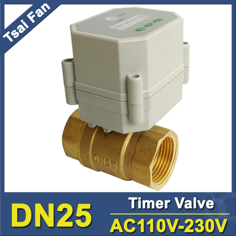 

Tsai Fan DN25 Electric Valve with Time control function On/Off Valves Brass 2 Way 1'' BSP/NPT Thread AC110V-230V timer control