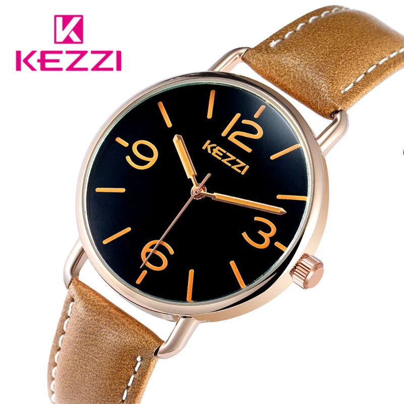 

Kezzi Brand Fashion Luminous Big dial Quartz Watch Men Casual Retro Leather Wrist Watches Commerce Clock Montre Homme Gifts