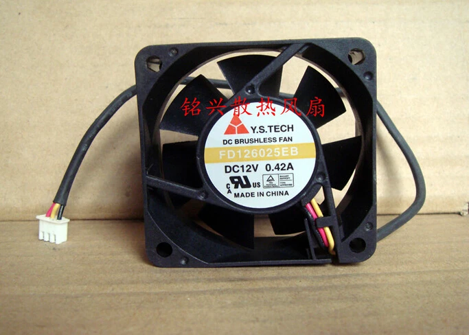 FD126025EB high current 60*60*25 6cm 12V 0.42A three wire double ball bearing fan