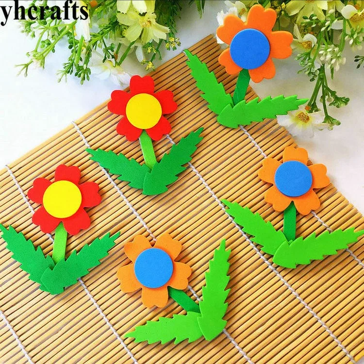 1bag/LOT.Foam new sunflower without stickers Intelligence toys Early learning educational diy toys Scrapbooking kit Fridge decal