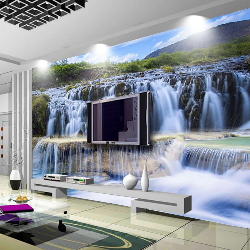 3D Wallpaper Waterfalls Nature Landscape Photo Wall Murals Living Room TV Sofa Background Eco-Friendly Waterproof 3 D Wall Cloth