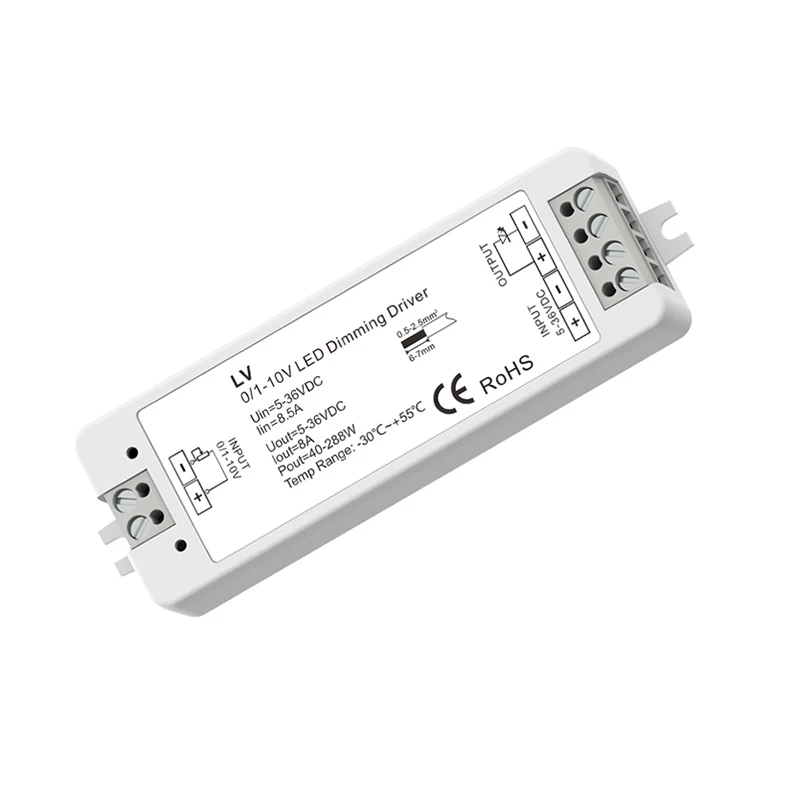 New 0-10V/1-10V Dimmable Driver;12V 24V-36V Input; 8A 288W Output Constant Voltage LED Dimming Driver