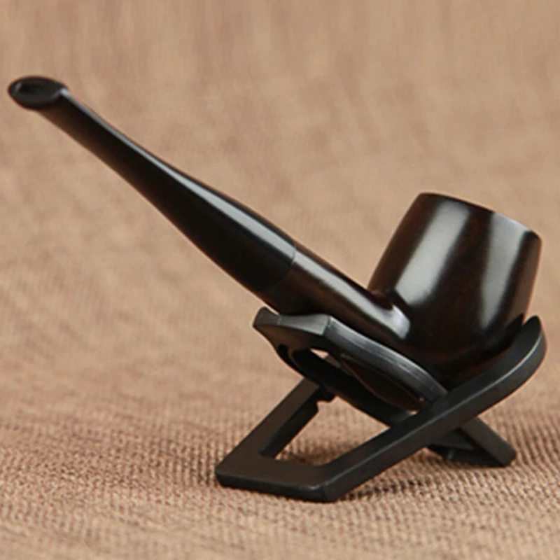 1 Pieces High-grade Ebony Pipe Long Wood Smoking Pipes Wooden Pipe Cigar Gifts Smoke Supplies Wood Pipes for Smoking